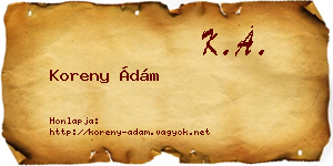 Koreny Ádám névjegykártya